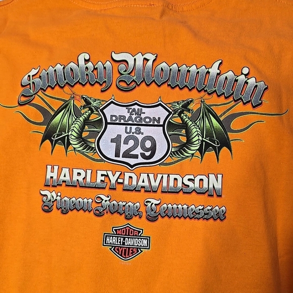 NWT Harley-Davidson Orange Short Sleeve Tee Skull Design - Picture 7 of 9